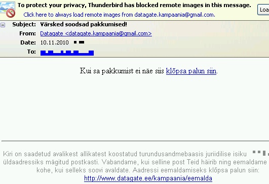 0807880 gmail on postkastide risustaja datagate DataGate kampaania spam on palutud tagasi saata gmail.com aadressile. Kuidas teatada Google´le, et nad osalevad spam kirjade saatmise kampaanias vastuvõtjana?