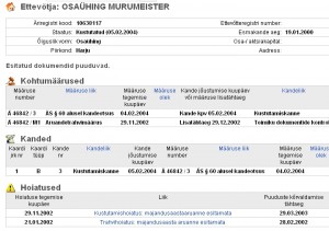 murumeister registrist kustutamine 2002 aruande esitamata eest