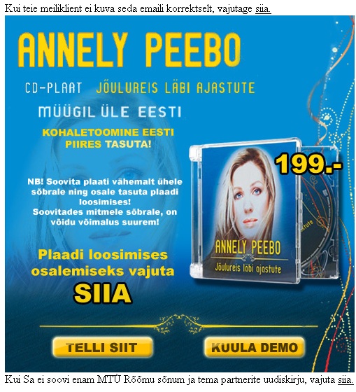 905 annely peebo spam kiri cd plaat jõulureis läbi ajastute Annely Peebo spam kiri cd plaat jõulureis läbi ajastute