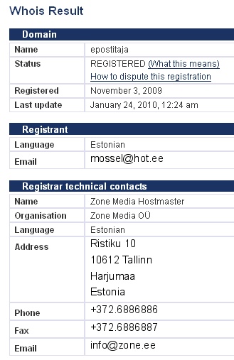 874 epostitaja.eu whois info mossel@hot.ee epostitaja.eu whois info mossel@hot.ee
