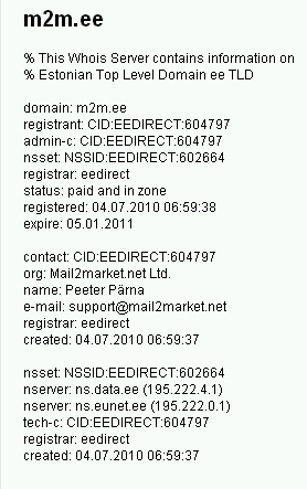 m2m.ee whois 20august2010