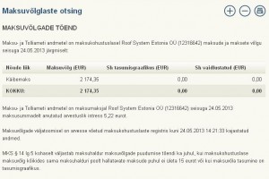 Roof System Estonia OÜ (12316642) maksude ja maksete vőlg