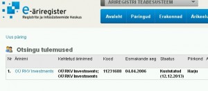 RKV Investments OÜ kustutatud Äriregistrist