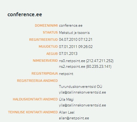 556conference-whois conference.ee whois