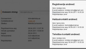 599 whois kliimatehnika.ee-kohta kliimatehnika.ee whois kristjan kriis