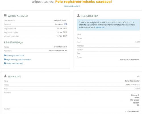 aripostitus.eu whois info