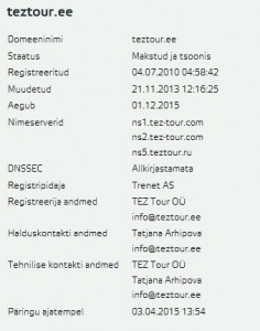 teztour.ee whois