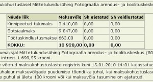 fak.ee fotograafide arendus ja koolituskeskus on endiselt maksuvõlglane