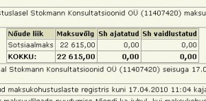 stokmann konsultatsioonid tasumata maksud sotsiaalmaks