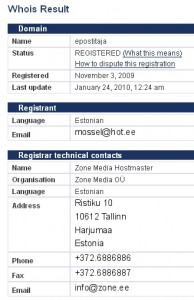 epostitaja.eu whois info mossel@hot.ee