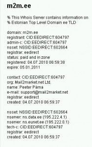 m2m.ee whois 20august2010