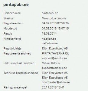 piritapubi.ee whois