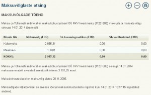 OÜ RKV Investments (11231688) maksude ja maksete võlg