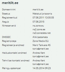 meritilt.ee whois on väga noor võrreldes varem saadetud kirjadega. See tähendab, et spam mainest vabanemiseks registreeritakse uusi aadresse