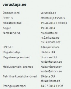 varustaja.ee whois